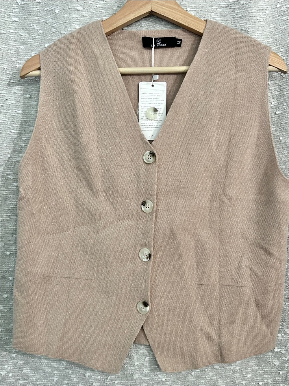 Women’s Neutral Tan Button-Front Vest